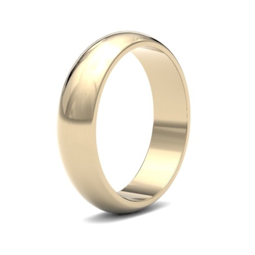 18ct Yellow Gold 5mm D Shape Medium Wedding Ring