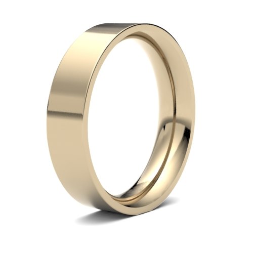 18ct Yellow Gold 5mm Heavy Flat Court Wedding Ring