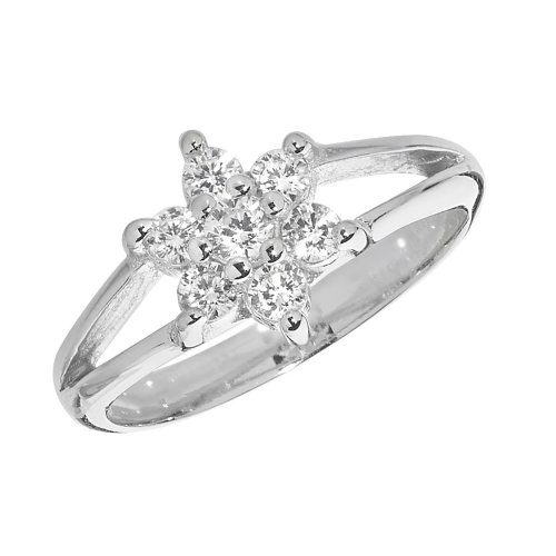 Silver Babies' Daisy Cz Ring 