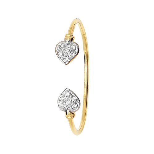 9ct Gold Babies' Cz Heart Bangle 