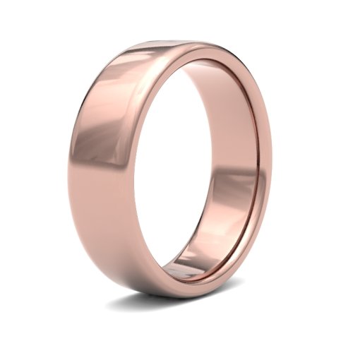 18ct Rose Gold 6mm Medium Soft Court Wedding Ring