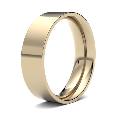 9ct Yellow Gold 6mm Medium Flat Court Wedding Ring