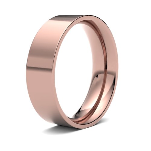 18ct Rose Gold 6mm Medium Flat Court Wedding Ring