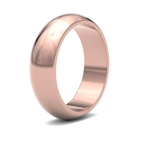 18ct Rose Gold 6mm D Shape Heavy Wedding Ring