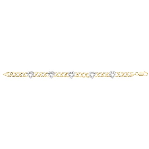9ct Gold Cz Hearts Bracelet 