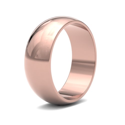 18ct Rose Gold 7mm D Shape Light Wedding Ring