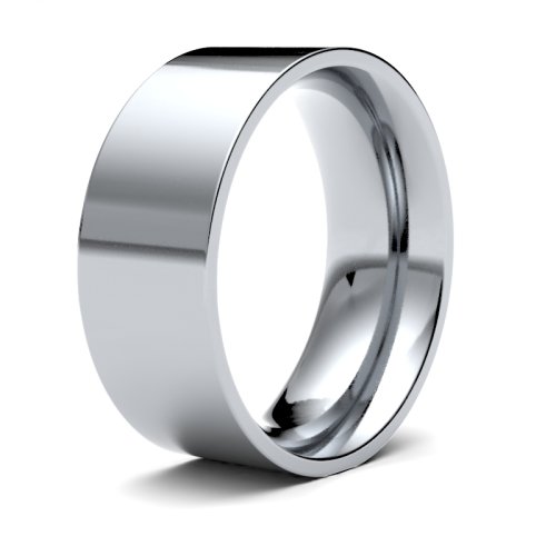 18ct White Gold 8mm Medium Flat Court Wedding Ring