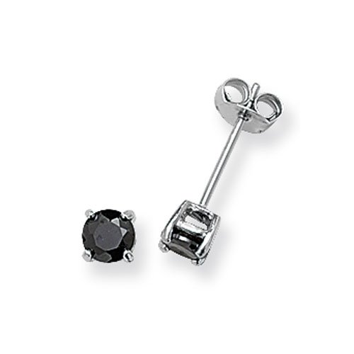 Silver Round Black Cz Studs G5551BK