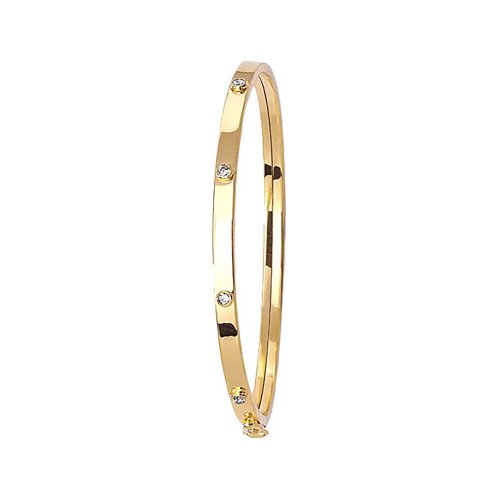 9ct Gold Babies' Cz Set Square Tube Bangle 