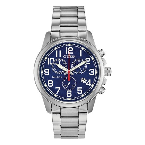 Citizen Men's Eco Drive Military Blue Dial  Stainless Steel Watch