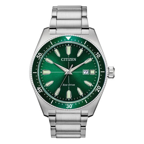 Citizen Men's Eco Drive Vintage Sport Watch with Green Dial and Stainless Steel Strap