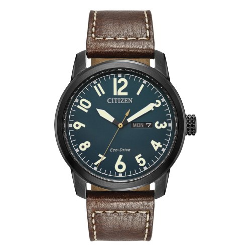 Citizen Men's Eco Drive Military Leather Strap Watch
