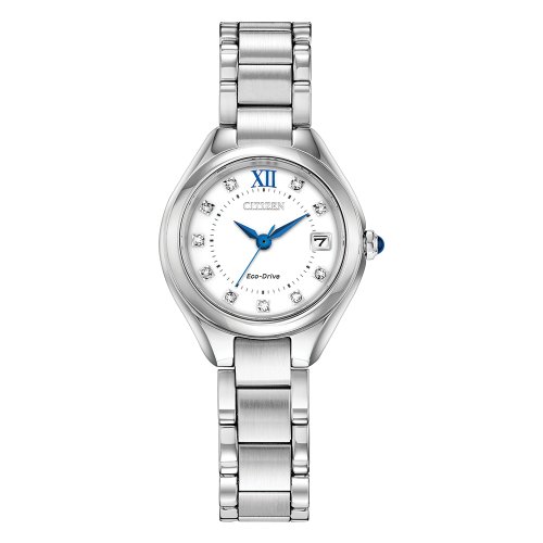 Citizen Women's Eco Drive Silhouette Crystal Watch white Dial