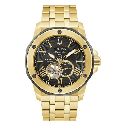 Bulova Men's Marine Star Automatic Watch Gold Tone Stainless Steel Bracelet