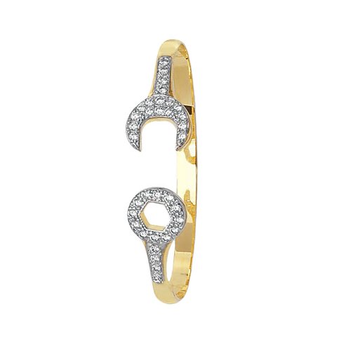 9ct Gold Babies' Cz Spanner Bangle 