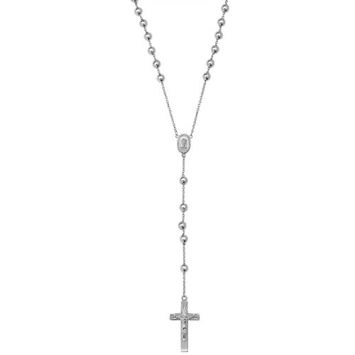 Silver Cz Rosary Necklet 
