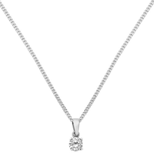 Silver Round Claw Set Cz Necklet 