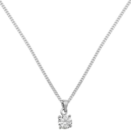 Silver Round Claw Set Cz Necklet 