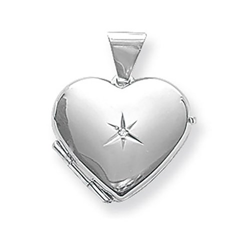 Silver Cz Set Heart Locket 