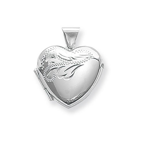 Silver Engraved Heart Locket 