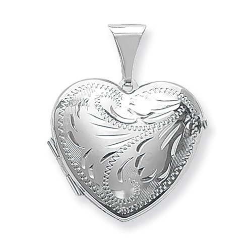 Silver Engraved Heart Locket 
