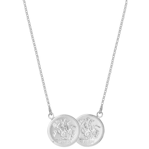Silver Half Double Sovereign Coin Necklet 