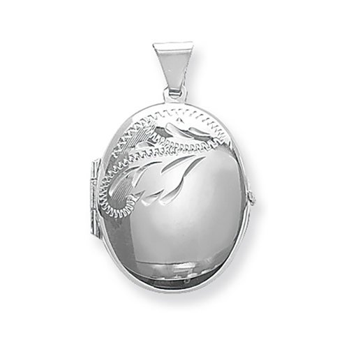Silver Engraved Oval Locket 