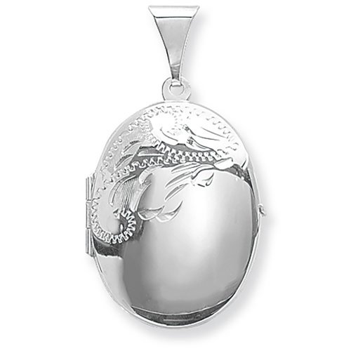 Silver Engraved Oval Locket 