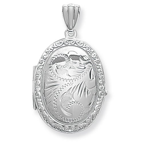 Silver Engraved Oval Locket 