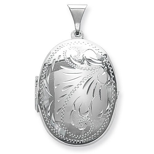 Silver Engraved Oval Locket 