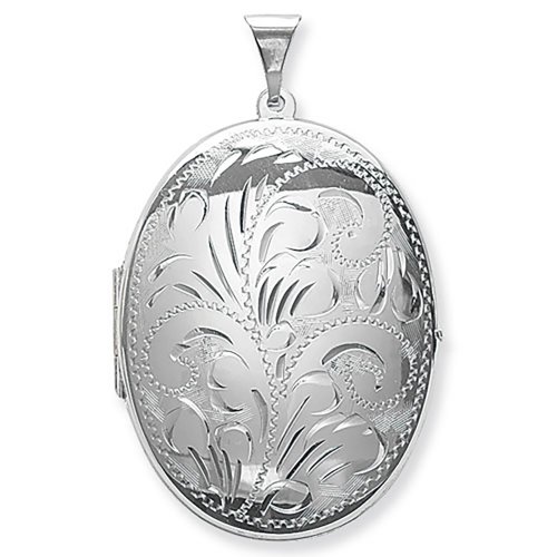 Silver Engraved Oval Locket 