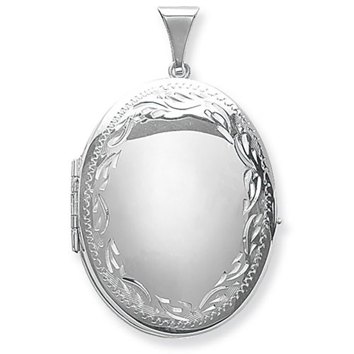 Silver Engraved Oval Family Locket 