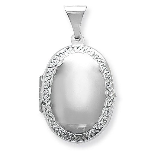 Silver Engraved Oval Locket 