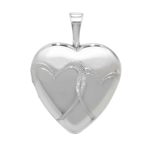 Silver Heart Design Engraved And Shaped Locket 