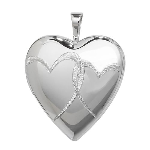 Silver Heart Design Engraved And Shaped Locket 