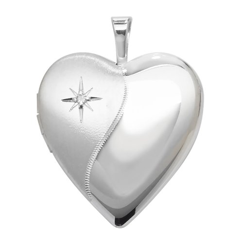 Silver 0.01ct Diamond Set Heart Locket 