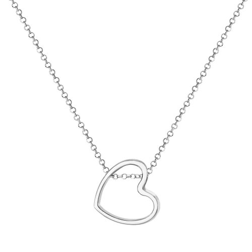 Silver Rhodium Plated Open Heart Necklet 