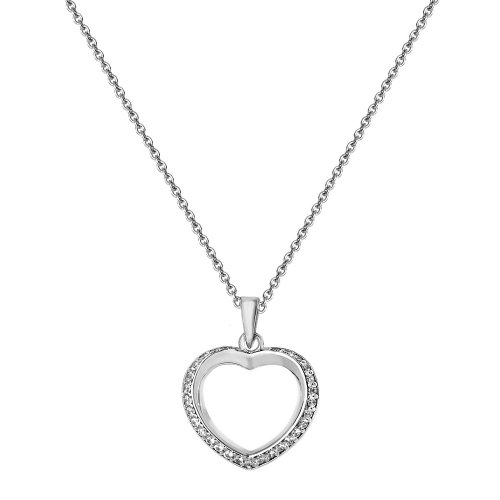 Silver Rhodium Plated Cz Pendant On Chain 