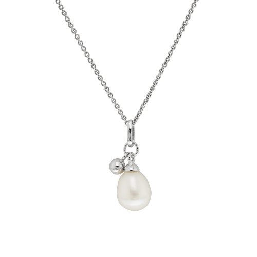 Silver Freshwatr Pearl And Charm Necklet 