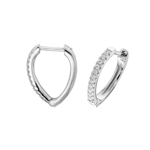 Silver Rh Plated Hinged Cz Hoops 