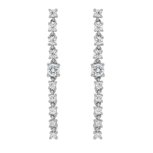 Silver Rh Plated Hinged Cz Hoops 