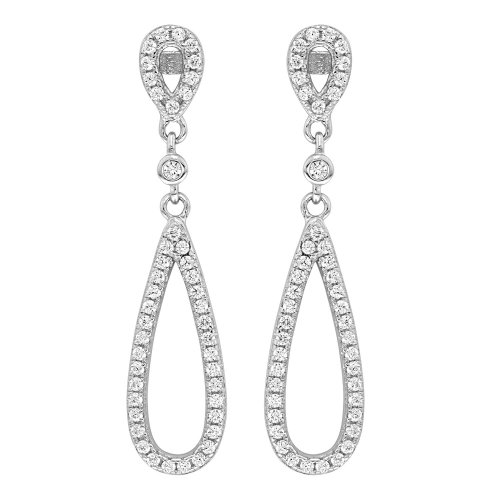 Silver Rh Plated Hinged Cz Hoops 
