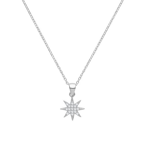Silver Cz Star Necklet 
