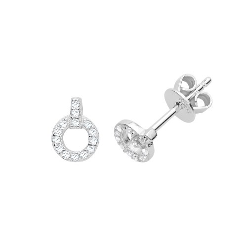 Silver Cz Circle Studs 