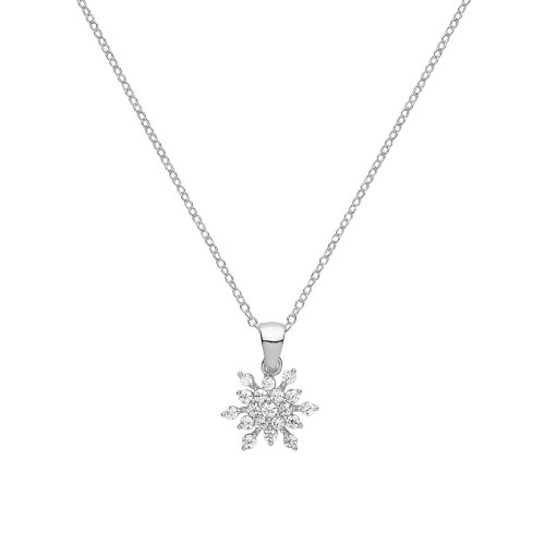 Silver Cz Snowflake Necklet 
