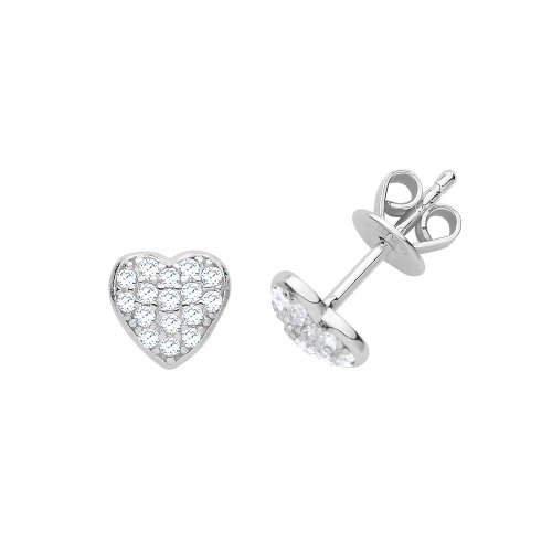Silver Cz Heart Studs G51213