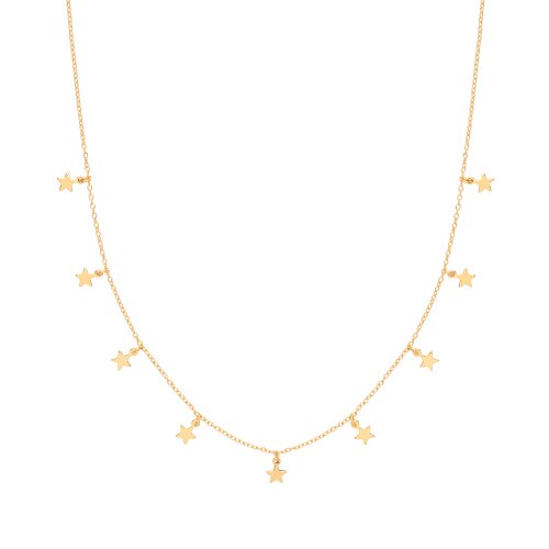 Silver Yellow Gold Plated Star Charms Necklet 
