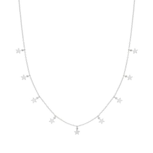 Silver Rhodium Plated Star Charms Necklet 