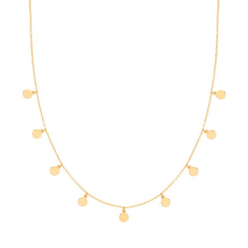 Silver Yellow Gold Plated Disc Charms Necklet 