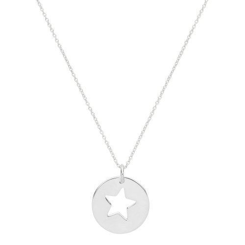 Silver Rhodium Plated Star Disc Necklet 